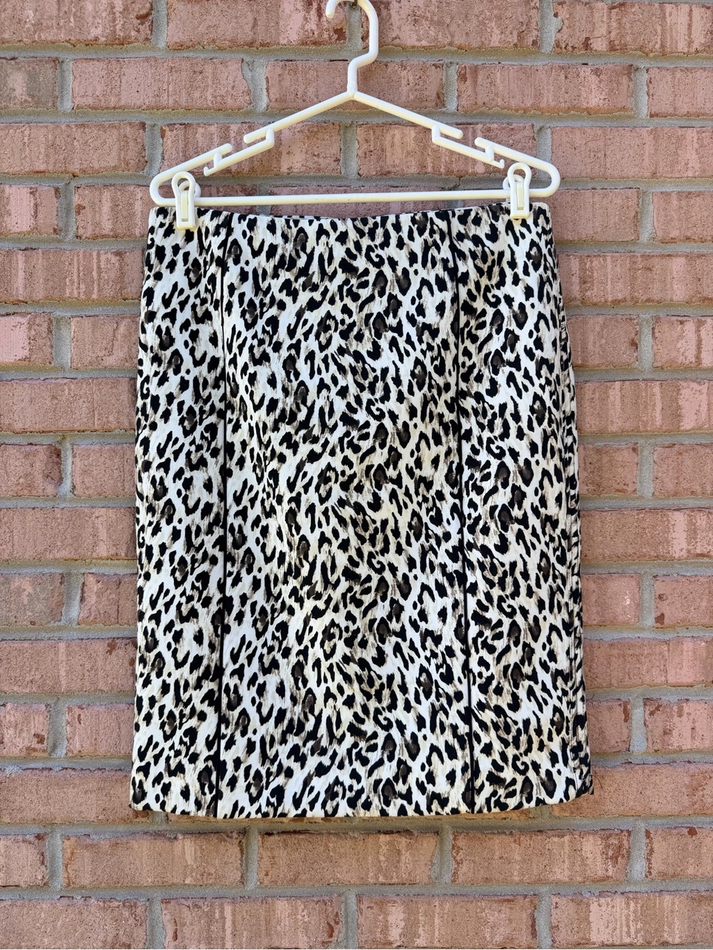 White House Black Market Leopard Print Pencil Skirt - Black & Cream